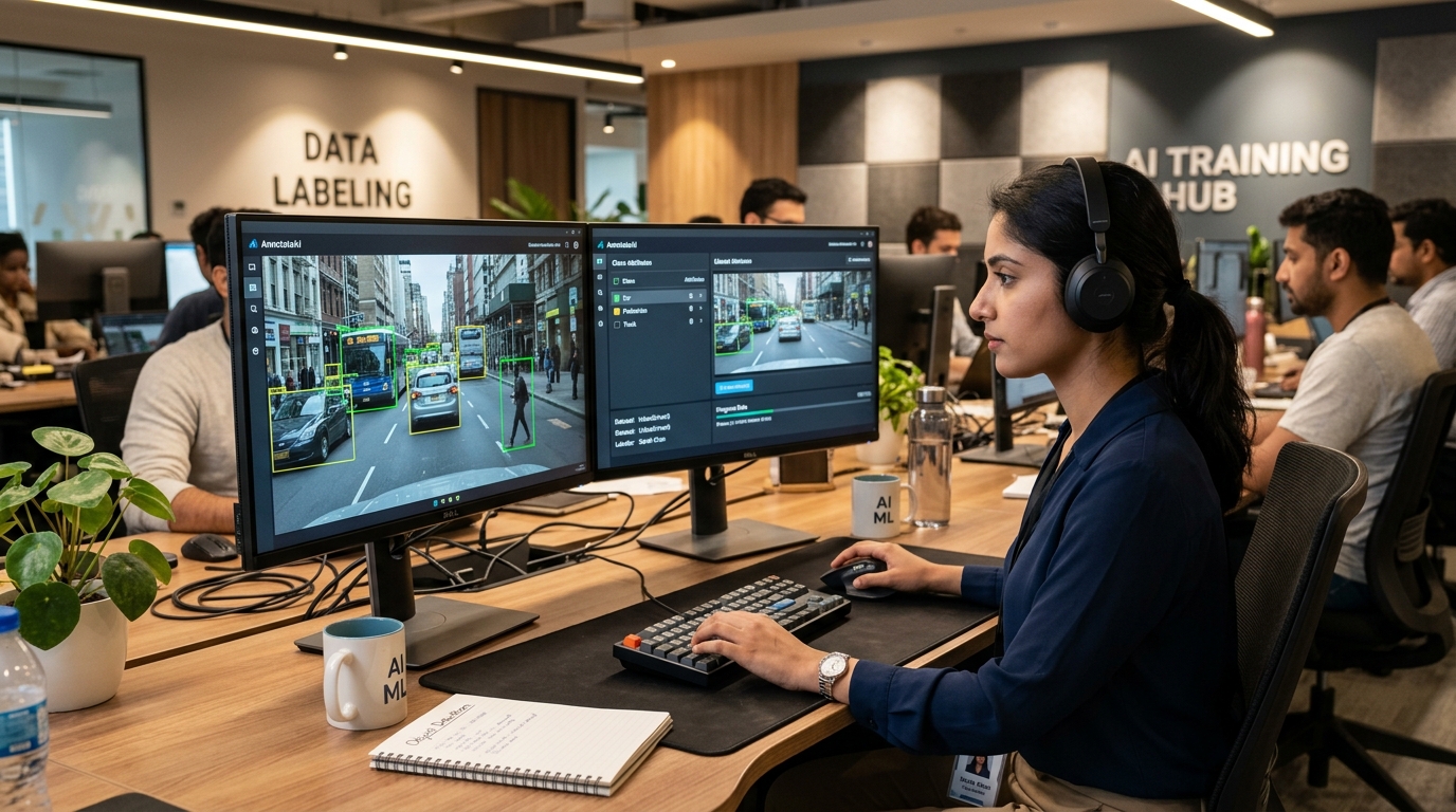 AI Data Annotation Specialist Working on Machine Learning Datasets